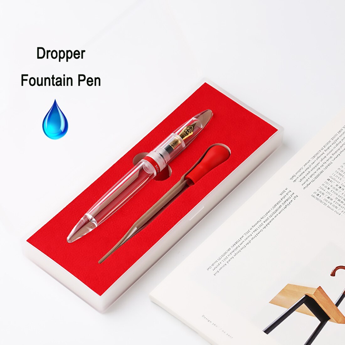 Moonman M2 Fully Transparent Dropper Fountain Pen Large-Capacity Ink Storing Iridium Point EF/F Nib Writing Set: Extra Fine 0.38mm