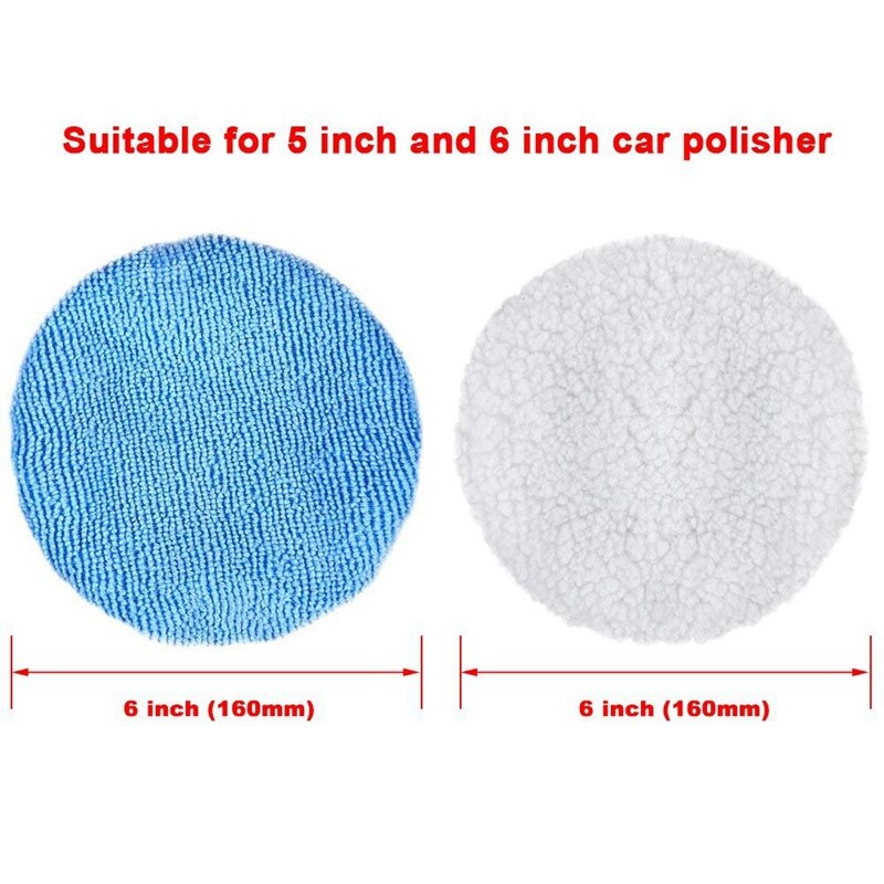 16 Packs Car Polisher Pad Bonnet Set(5 To 6 Inches) Including 12 Packs Microfiber Car Polishing Bonnet And 4 Packs Waxing Bonnet