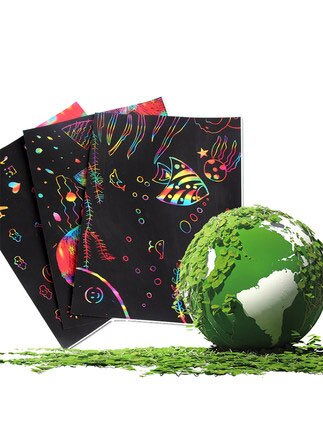 Young children colorful scratching paper 50 100 sheets diy handmade scraping painting non-toxic sand painting color sand