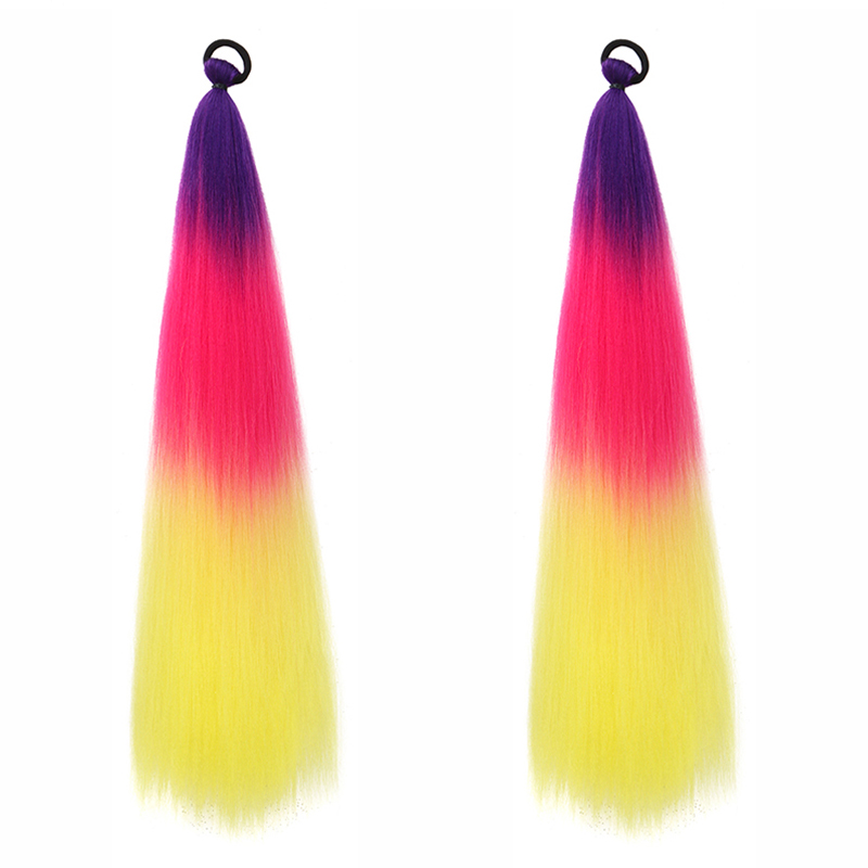2 uds 24 pulgadas cola de caballo recta larga sintética con pelo elástico pelo trenzado colorido extensiones de cabello de cola de caballo accesorios para el cabello: 4/30HL