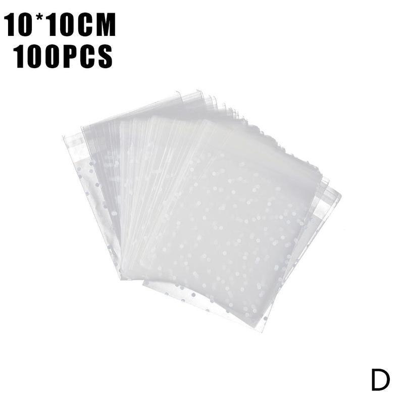 100 stk gennemsigtig kiks pose plast cellofan polka dot slik cookie emballage poser jul diy selvklæbende pose: 10 x 10cm