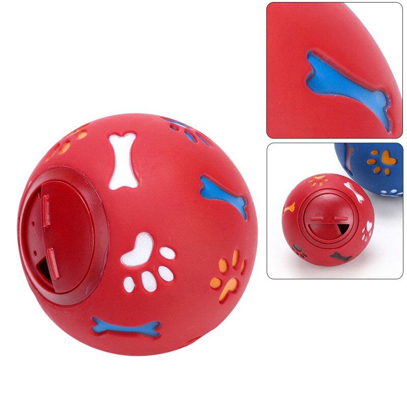 Lovely Dog Puppy Chew Toys Interactive Pet Dog Toys Rubber Ball Paw Bone Print Dog Treats Dispenser