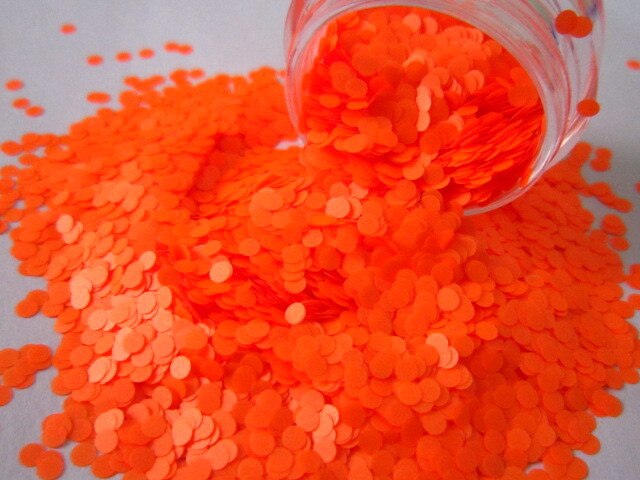 Neon Oranje Doorschijnend Glitter Medium Dots Cut Hex voor Nagellak Nail Art Scrapbooking en Ambachten