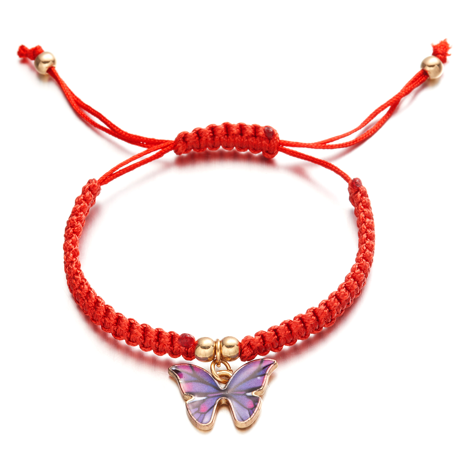 Pingente de borboleta trançado pulseiras moda corda vermelha artesanal tecido sorte charme pulseiras pulseiras jóias para meninas presentes: BR21Y0365-2