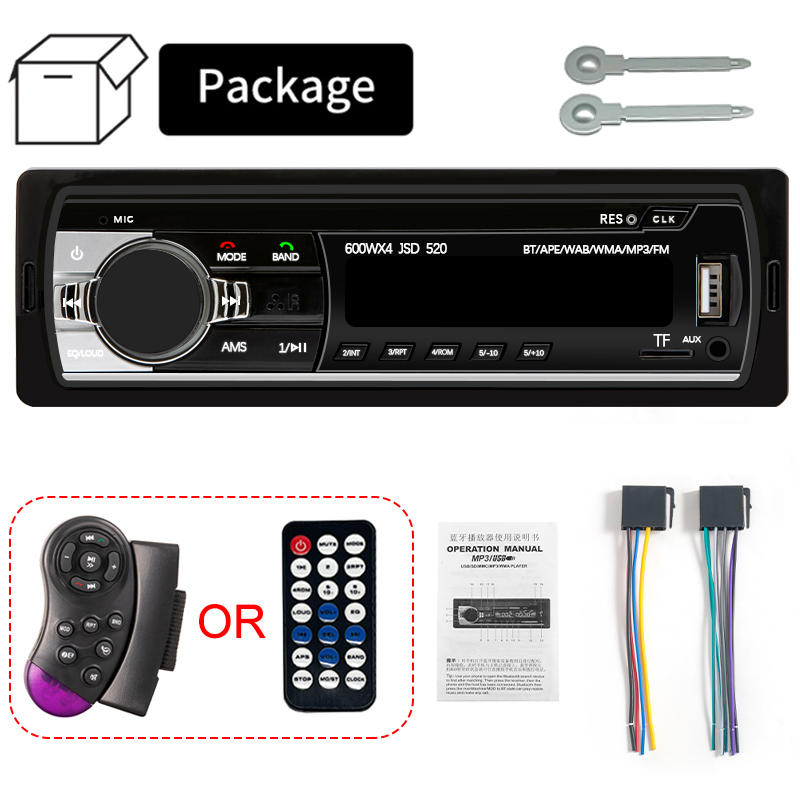 Autoradio 1 DIN-Stereo-Player Digitaler Bluetooth-MP3-Player 60 W x 4 FM-Radio Stereo-Audio Musik USB/SD mit In-Dash-AUX-Eingang