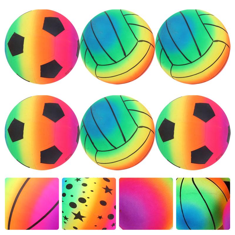 6Pcs Strand Zwembad Bal Spelen Opblaasbare Kids Kleurrijke Pvc Bal Speelgoed (Verschillende Stijl)