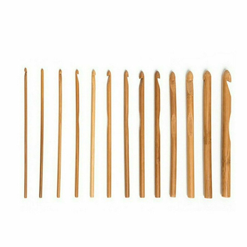 12 pçs/set Bambu Gancho de Crochet Agulhas de Costura Fios para Crochet Para Ferramentas De Tricô Para Fios de Tricô Fontes Do Ofício