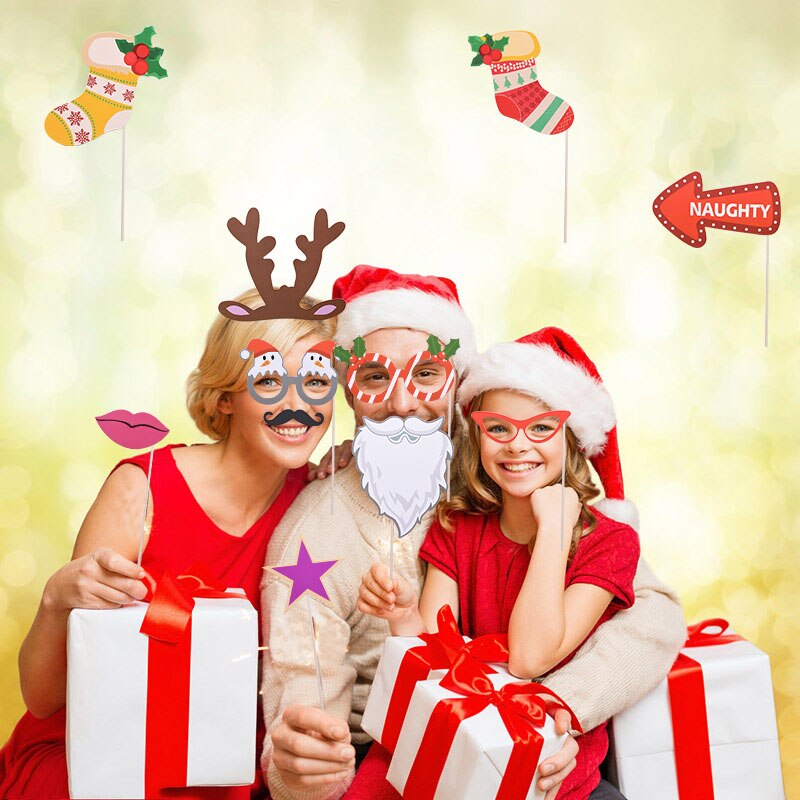 Accessoire de stand Photo joyeux noël, père noël bonhomme de neige, décoration de noël, accessoire à photos pour enfants, masque drôle, fournitures pour fête de nouvel an