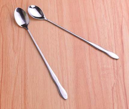 Juego de barra de acero inoxidable, cuchara de café de mango largo, cucharas de barra larga de metal