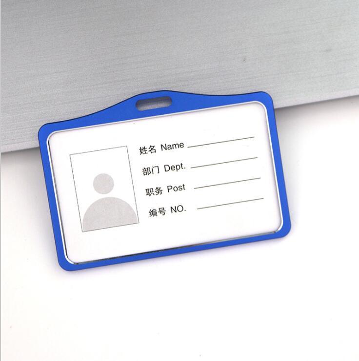 Porte-cartes de crédit en métal pour femmes, étui en métal pour carte d&#39;identité Business, portefeuille pour hommes, étudiant, bureau, Bus, Badge d&#39;identité, porte-cartes: Horizontal Blue