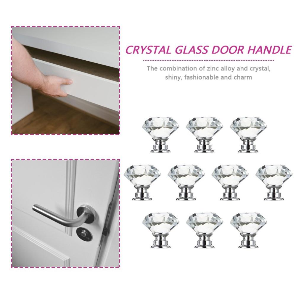 10 stuks 30mm diamant geplateerde kristallen glazen knoppen, kast, lade, keukendeurknoppen, deuraccessoires