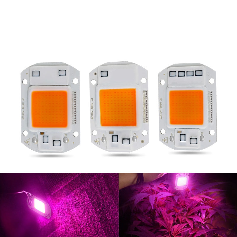 Cob led vokse lys lampe chip fuldt spektrum 220v 110v 20w 30w 50w 380-780nm phyto lampe til indendørs plante frøplante blomst fitolampy