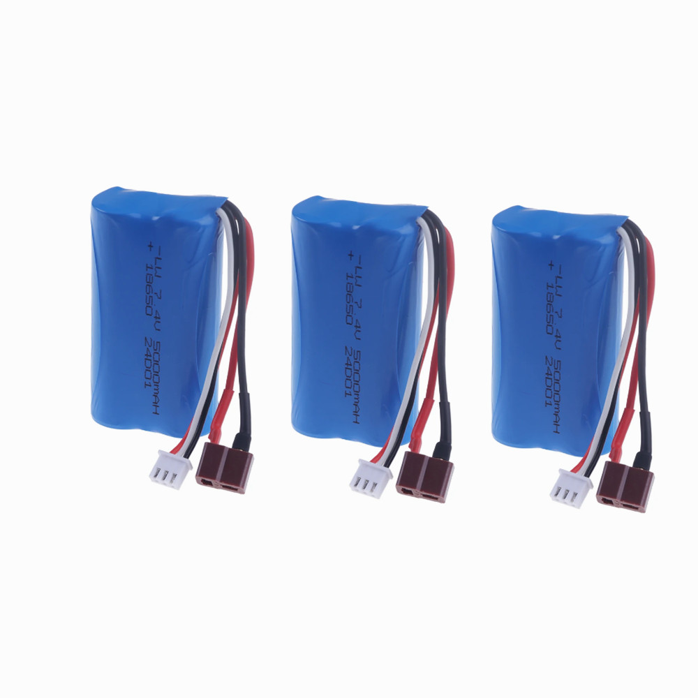 Li-Ion Batteri 7.4V 5000mAh 18650 2S för Wltoys RC Bil - Reservdelar: Rosa