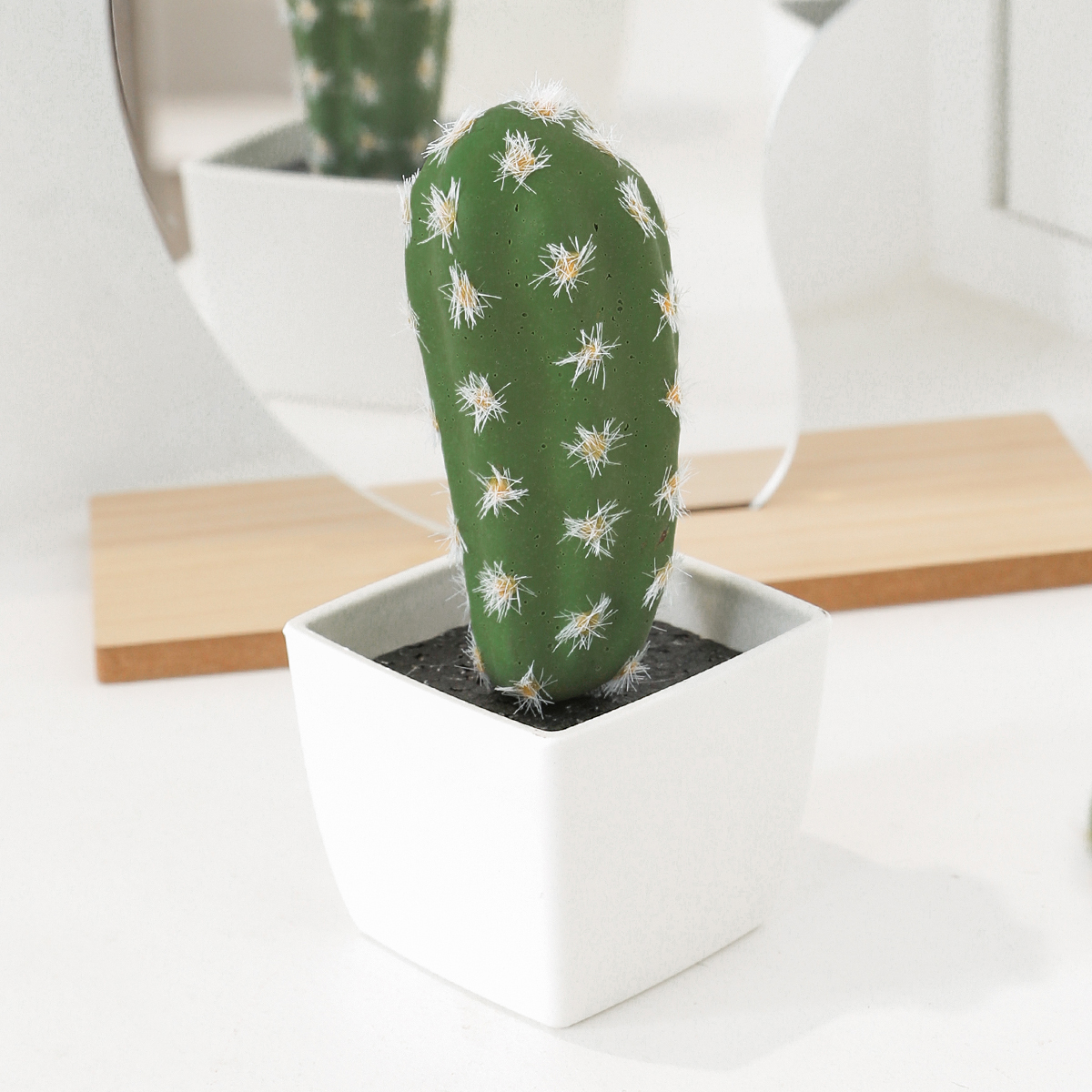 1PC- Mini prickly pear potted plant, Home decor, Home Office Hotel Homestay tabletop decoration Artificial cactus: Dark Khaki