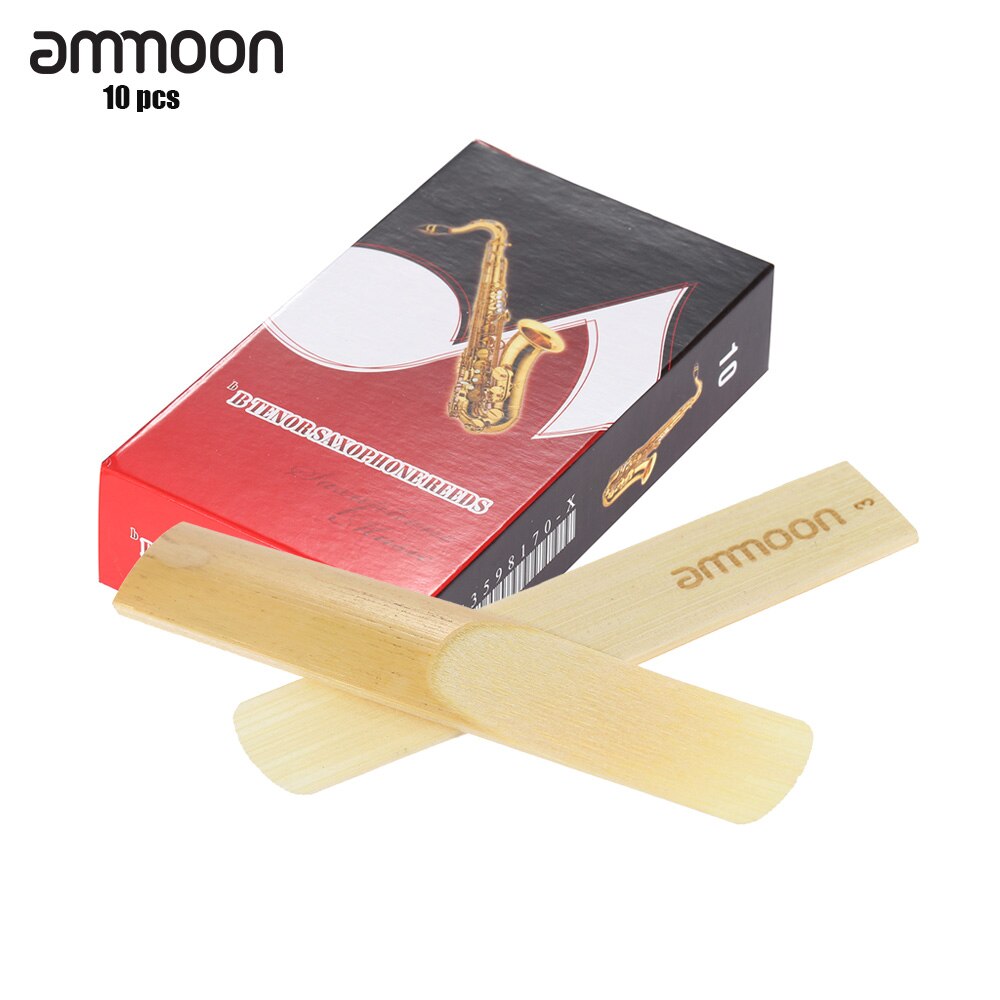 Ammoon 10-Pack Stukken Sterkte 1.5 / 3.0 Bamboe Rieten Bb Tenor Saxofoon Klarinet Sax Accessoires