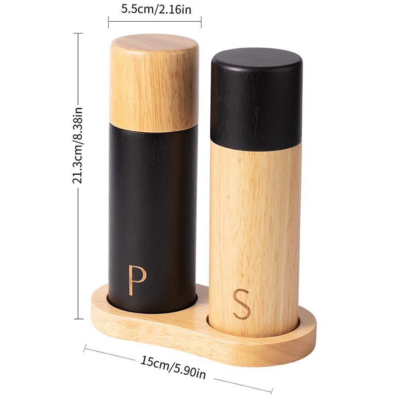Oak Wooden Pepper And Salt Mill Sets Multifunction Spice Pepper Grinder Refillable Pepper Salt Grinder Sets With Box For Home