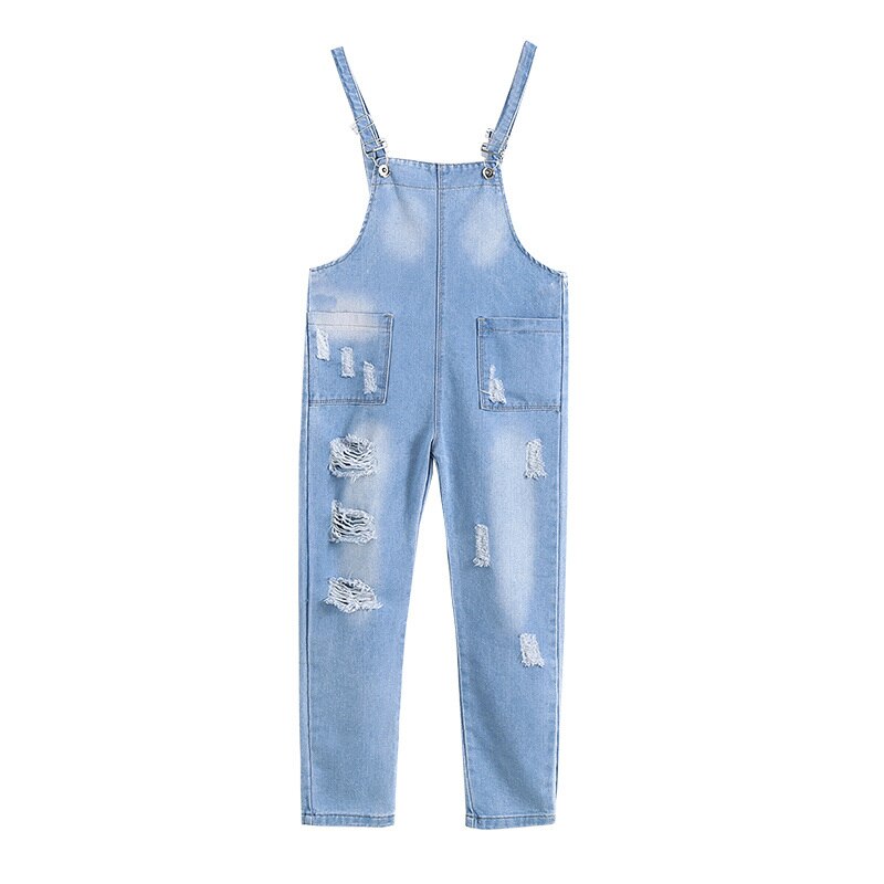 Ragazze Jeans Strappati Tute E Salopette Per La Ragazza Del Denim 2020 Della Tasca Della Molla Dei Pantaloni Della Tuta Tute Per Bambini Hole Globale Per I Bambini Sorella abiti