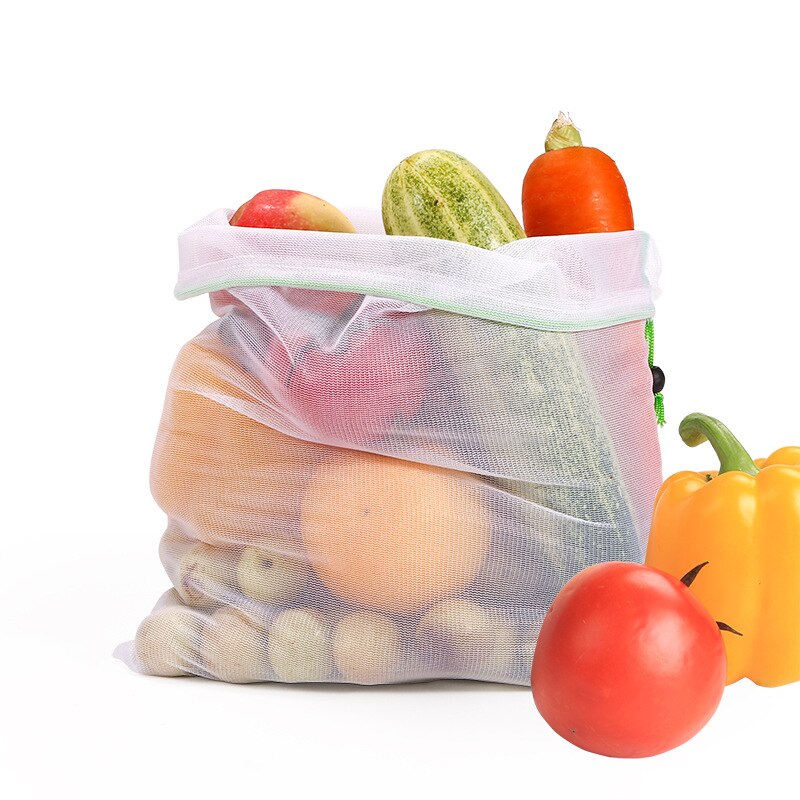 1PCS Large Polyester Totes Shopping Bags Foldable Mesh Net Grocery Shopping Bag Reusable Shopping Bags Fruit Storage Handbag