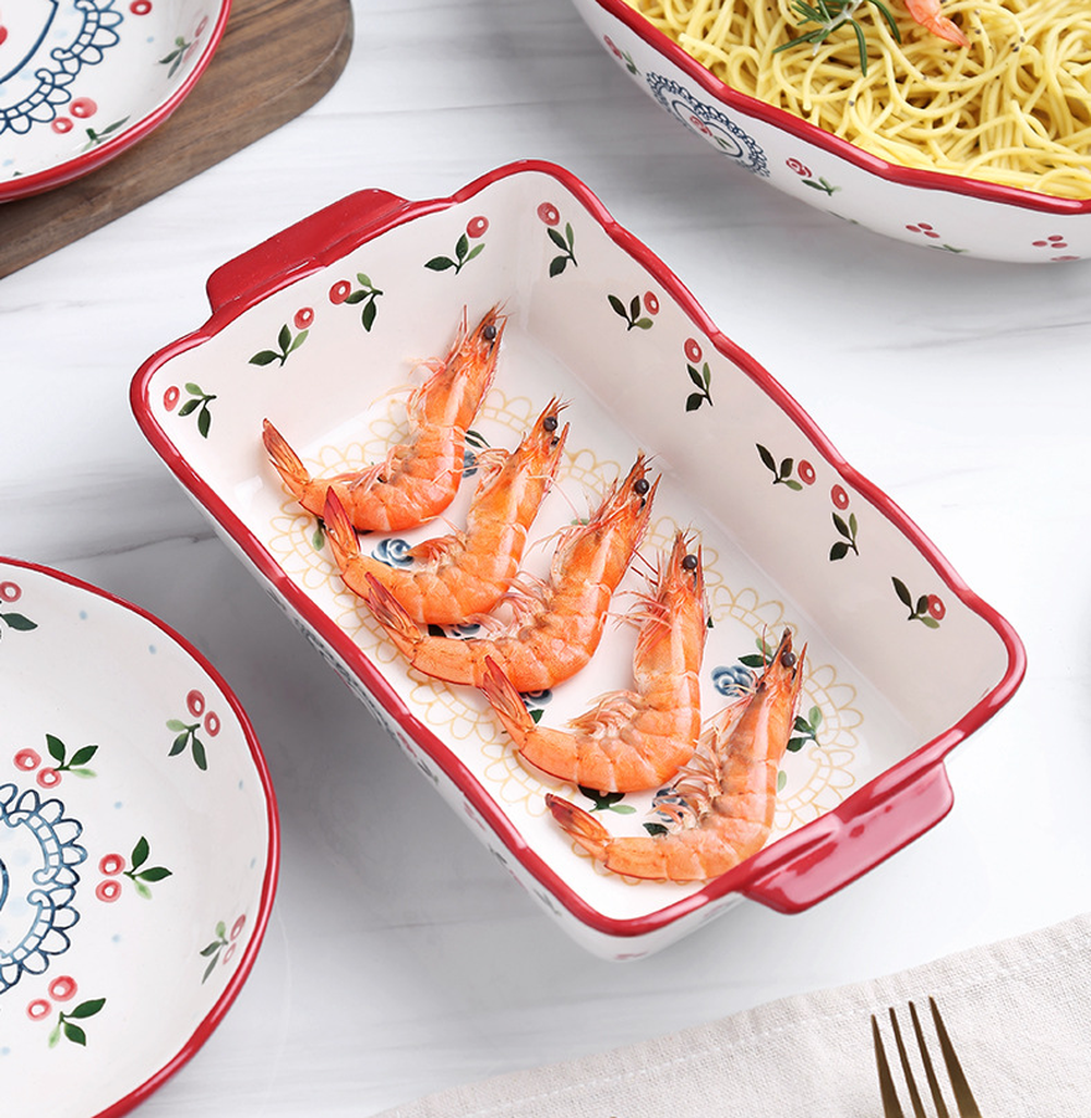 Household Ceramic Dish Fruit Big Fish Dish Pasta Bowl Salad Bowl Soup Plate For Kitchen Dishes Dessert Tray