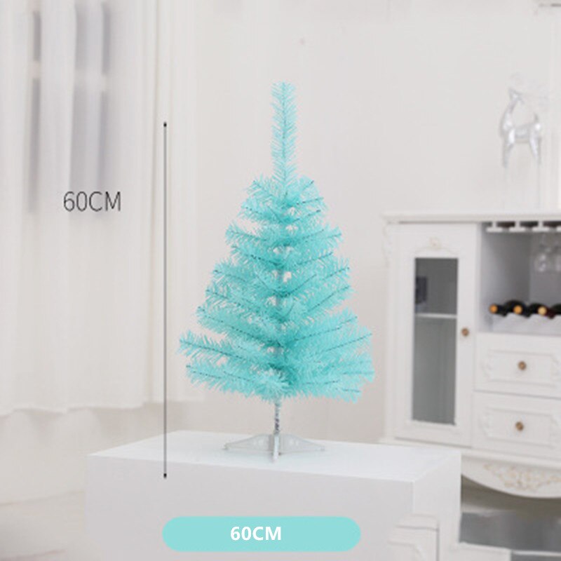 60CM Pink/Blue Christmas Tree Home Window Hotel Mall Counter Desktop Cabinet Decorative Tree Plant Year Xmas Decoration: 60cm blue tree