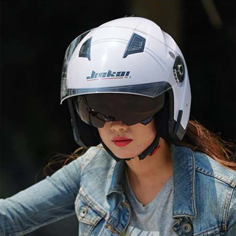 Motorfietshelmen met dubbele lens, vintage helmen, four seasons racing halfhelmen, motorhelm, karthelm, scooterhelm, motorbestelhelm