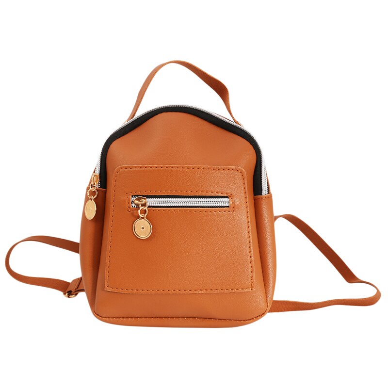 Forever Young Women Backpack Mini Soft Touch Leather Small Backpack Female Ladies Bagpack Satchel Shoulder Bag: Brown