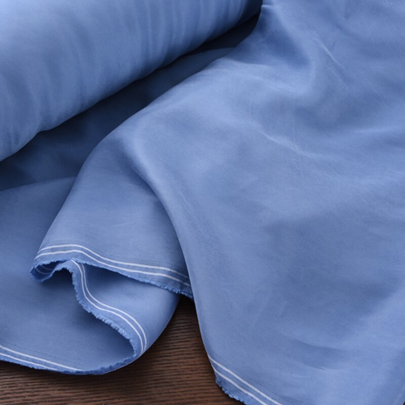 138CM Wide 180G/M Sand Wash Blue Solid Color Cuprammonium Silk Fiber Fabric for Summer and Spring Dress Shirt Jacket H456