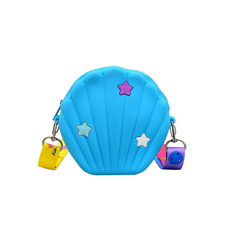 Borse e borsette per bambine carine borse a tracolla con conchiglia in Gel di silice per bambini portamonete pochette per bambini Kawaii: Blu