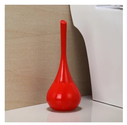 Flerfarvet rund keramisk base toiletbørste langhåndet rengøringsdragt rengøringsbørste badeværelse tilbehør sæt boligindretning: Rød