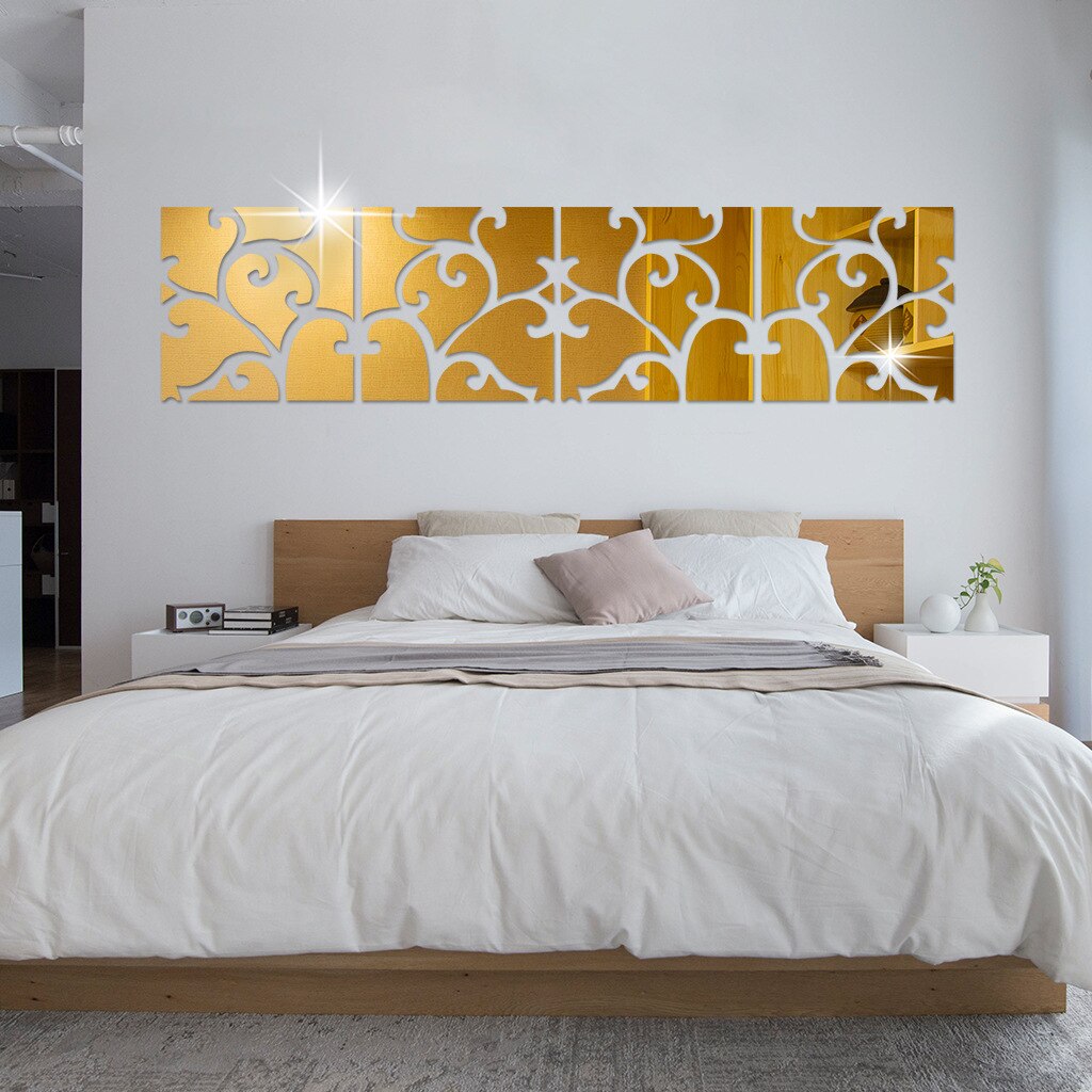 3D Wall Stickers Decorative Removable Mirror Mural Decal Living Home Modern Acrylic Large DIY Wall Sticker