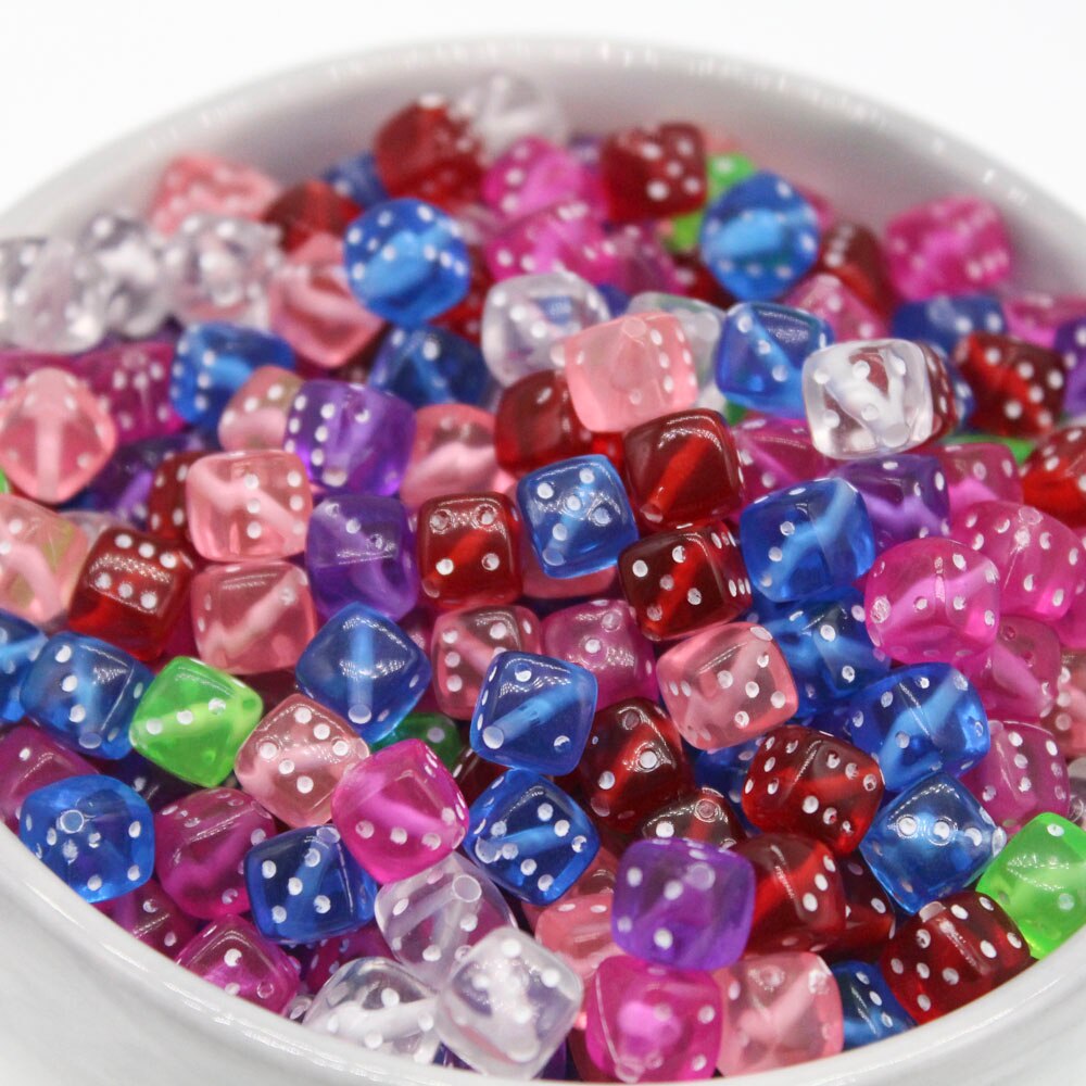 100Pcs Mixed Transparent Acrylic Dice Spacer Beads 8mmSquare Colorful Beads DIY Accessories For Jewlery Making 9 Color Choose: mix color