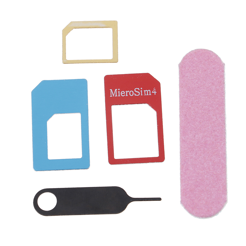 5in1 Micro Standard Sim Karte Adapter Kit Konverter Mit Sander Bar Tray Open Nadel Für iPhone 5S 7 Plus 6S xiaomi redmi 3s