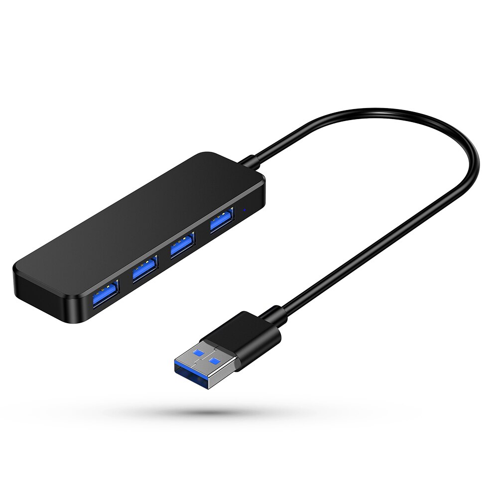 Adapter For Laptop PC High Speed USB 3.0 Hub External 4 Ports Adapter Splitter USB Expander Computer Accessories HUB USB Adapter: Black