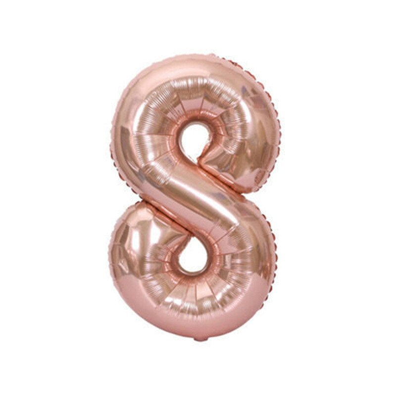 Ballon numérique noël mariage saint valentin Rose or aluminium Film fond mur pour la décoration de fête d'anniversaire: Number 8