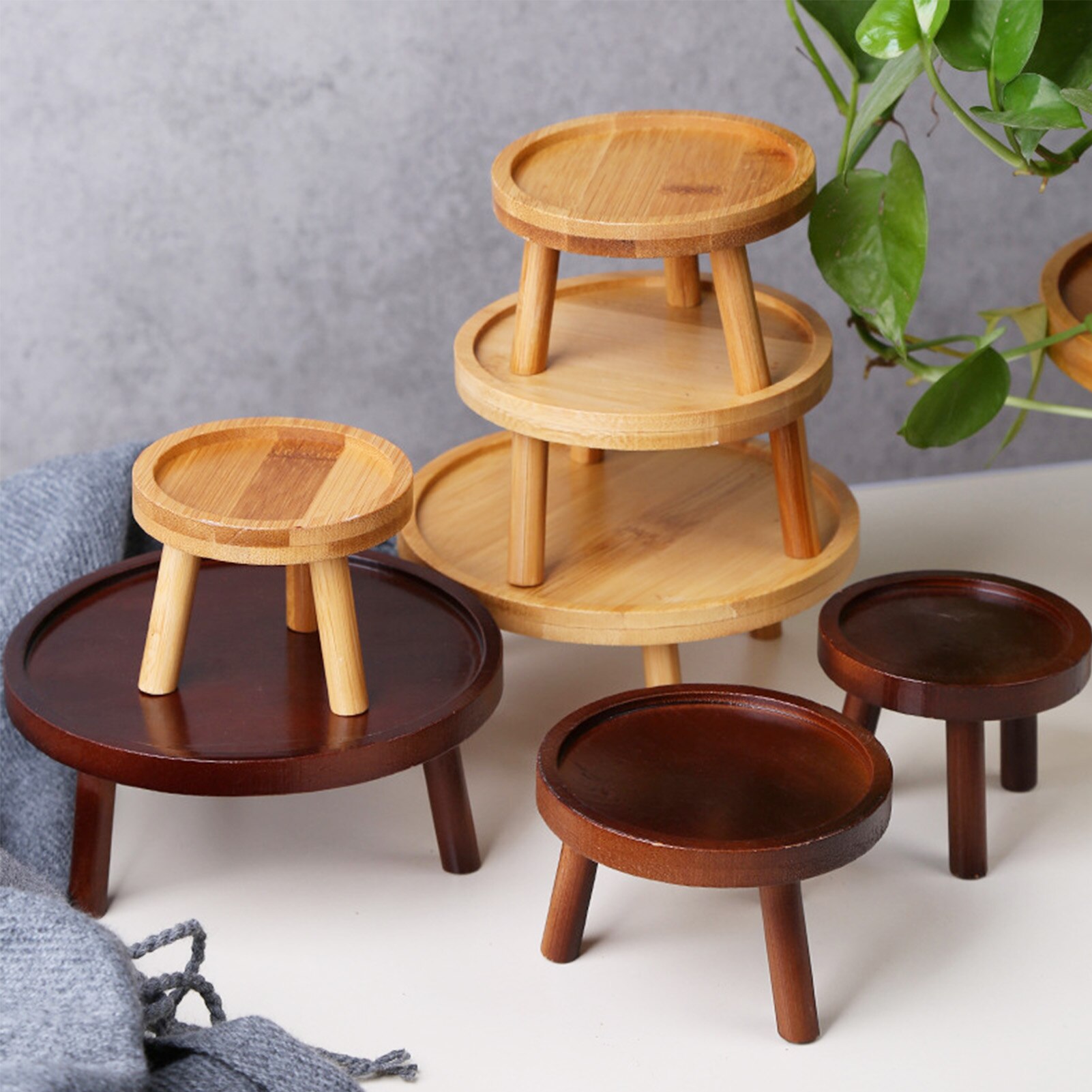 Plant Stand Flower Pot Stand Indoor And Outdoor Round Garden Flower Pot Display Desktop Living Room Potted Base Decor
