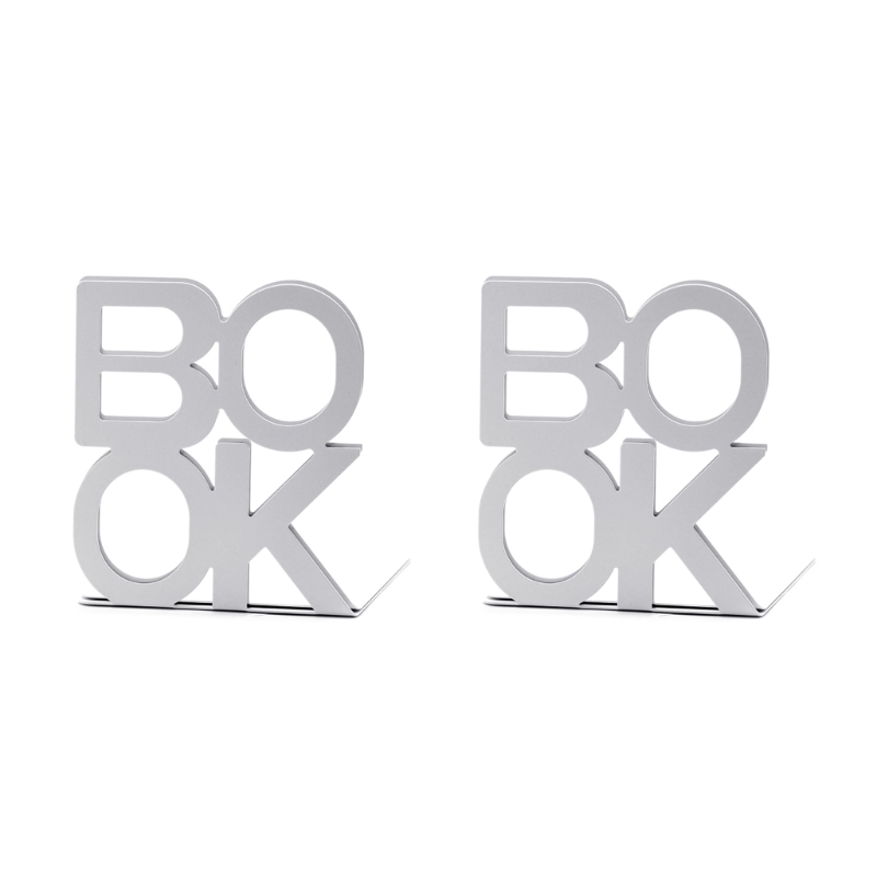 Metal Bookend Decorative Book Stopper Book Binder & Dividers Book Ends Bookends Heavy Duty Book End Holder for School Supplies: WHITE