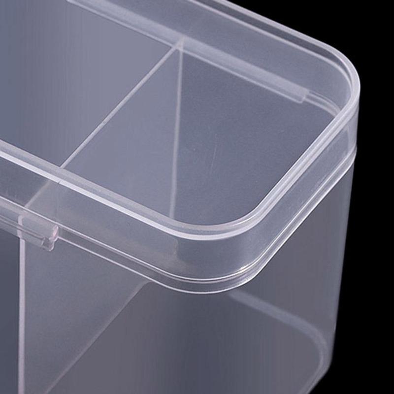 2 Grids Transparent Plastic Cotton Swab Storage Box PP Moisture-proof Strong Durable Nail Towel Holder Organizer 10.6X6.97X9.1cm