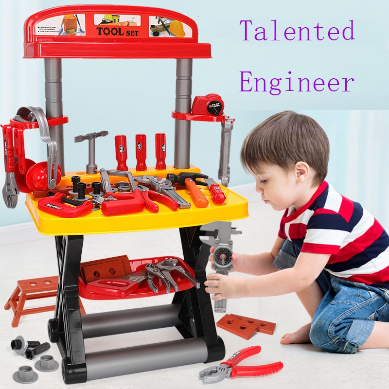 Boys Kids Toys for Children Pretend Engineer Play Tool Box Set Screwdriver Wrench Toy Electric Drill Hand Exercise 3 6 Years