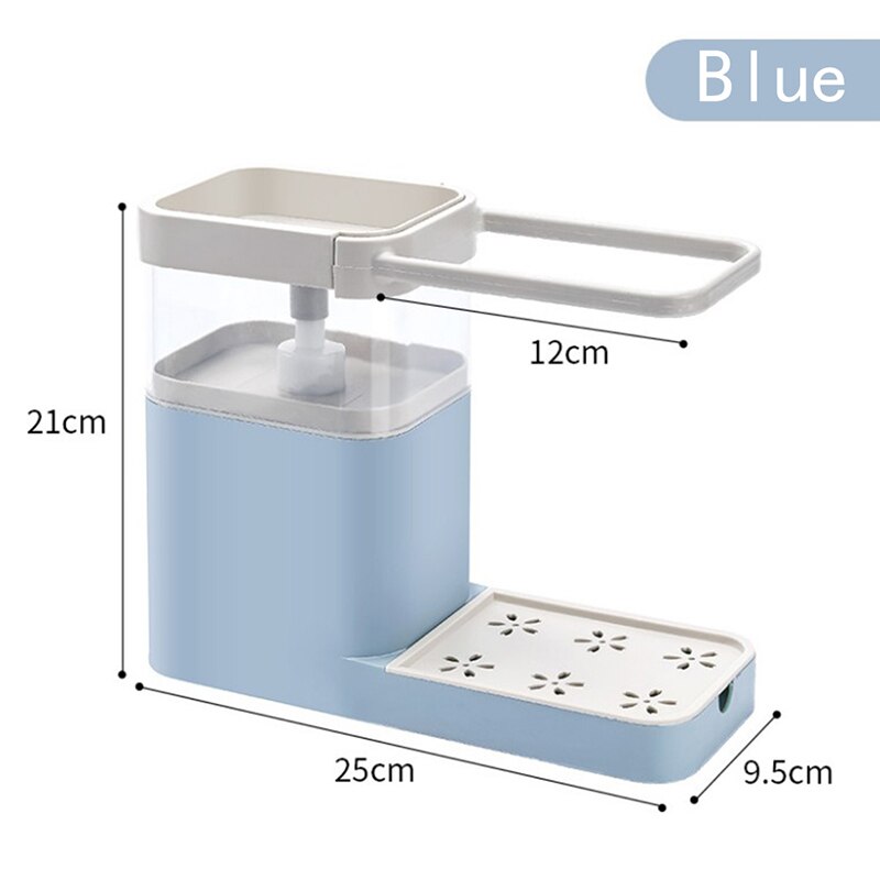 Multifunctionele Spons Rack Zeepdispenser Handleiding Vloeibare Zeep Pomp Dispenser En Spons Caddy Keuken Schoonmaken Tool Opslag: 2