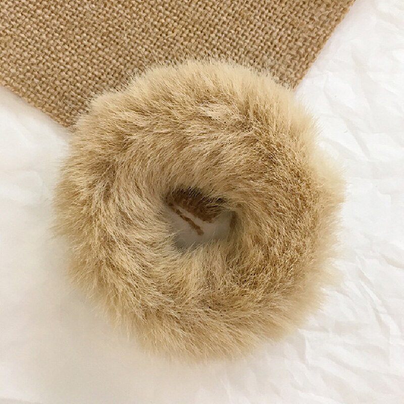 fluffy fuskepels lodne scrunchie elastisk fast hår ringe tau bånd glipper rundt jenter gul rød grønn hestehale plysj hår