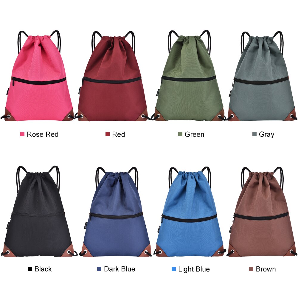 Sac de sport à cordon de serrage, sac seau à cordon résistant à l'eau avec poches zippées, sac léger, sac de sport, sac à dos de fitness