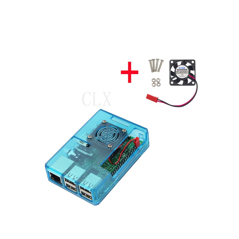 Carcasa Raspberry Pi 3 ABS transparente/rojo/azul, carcasa + CPU, ventilador de refrigeración, compatible con Raspberry Pi 3, modelo B +: blue case