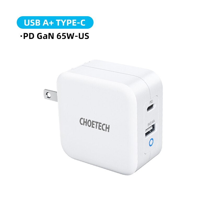 Choetech Gan Charger 65W Usb Type C Pd 3.0 Fast Charger Travel Wall Charger Voor Iphone 11 Macbook Pro xiaomi Samsung Dell Ipad: US Plug