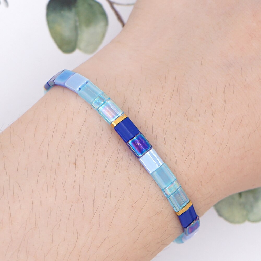 Go2boho pulseira feminina miyuki tila frisado pulseiras elásticas de vidro moda verão praia pulsera boho contas jóias 2020 feito à mão