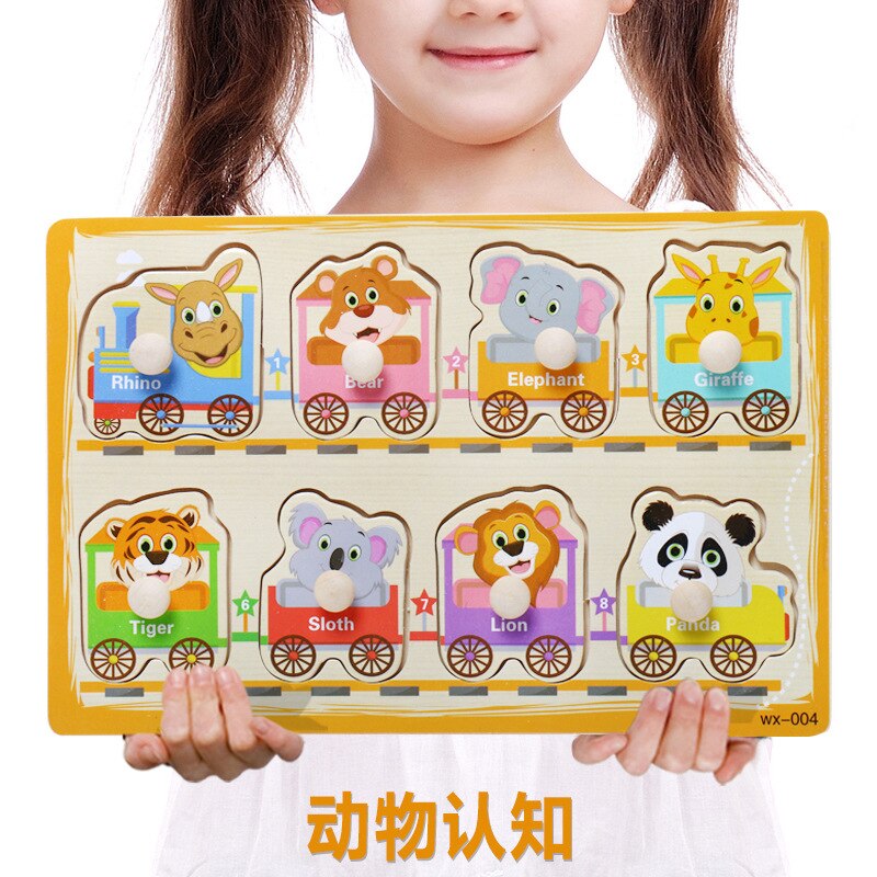 Wooden Puzzles Hand Grab Boards Toys Montessori Tangram Jigsaw Baby Educational Toys Cartoon Vehicle Animals Fruits 3D Puzzles: 4