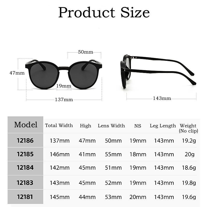YIMARUILI Ultra-light 1+5 Magnetic Clip TR90 Round Retro Square Optical Prescription Eyeglasses Frame For Men and Women