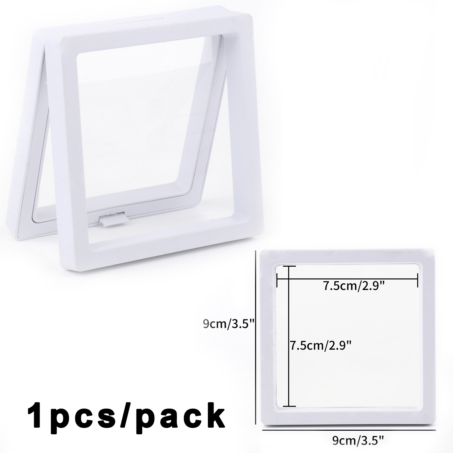 Caja de almacenamiento de joyería de película PE, caja de embalaje 3D, soporte libre de piedras preciosas, marco flotante, membrana, anillo, pendientes, collar, soporte de exhibición: Verde