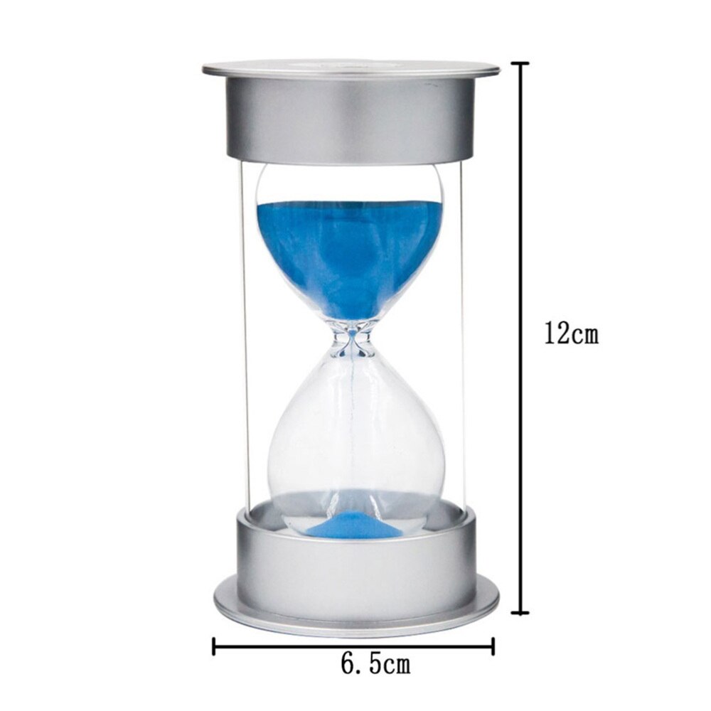 Simple Cylinder Sand Hourglass 30 Minutes Sand Timer Sandglass Hourglass (Silver and Blue)