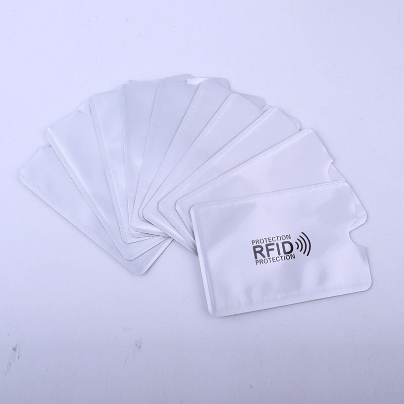 RFID-Bankkartenhülle, 5-teilig, weißes Aluminium, schützendes Metall, Kreditkartenetui für Kreditkarten und Ausweishüllen
