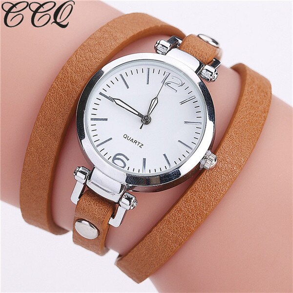 CCQ Brand Luxury Leather Bracelet Watch Ladies Quartz Watch Casual Women Wristwatches Relogio Feminino: brown